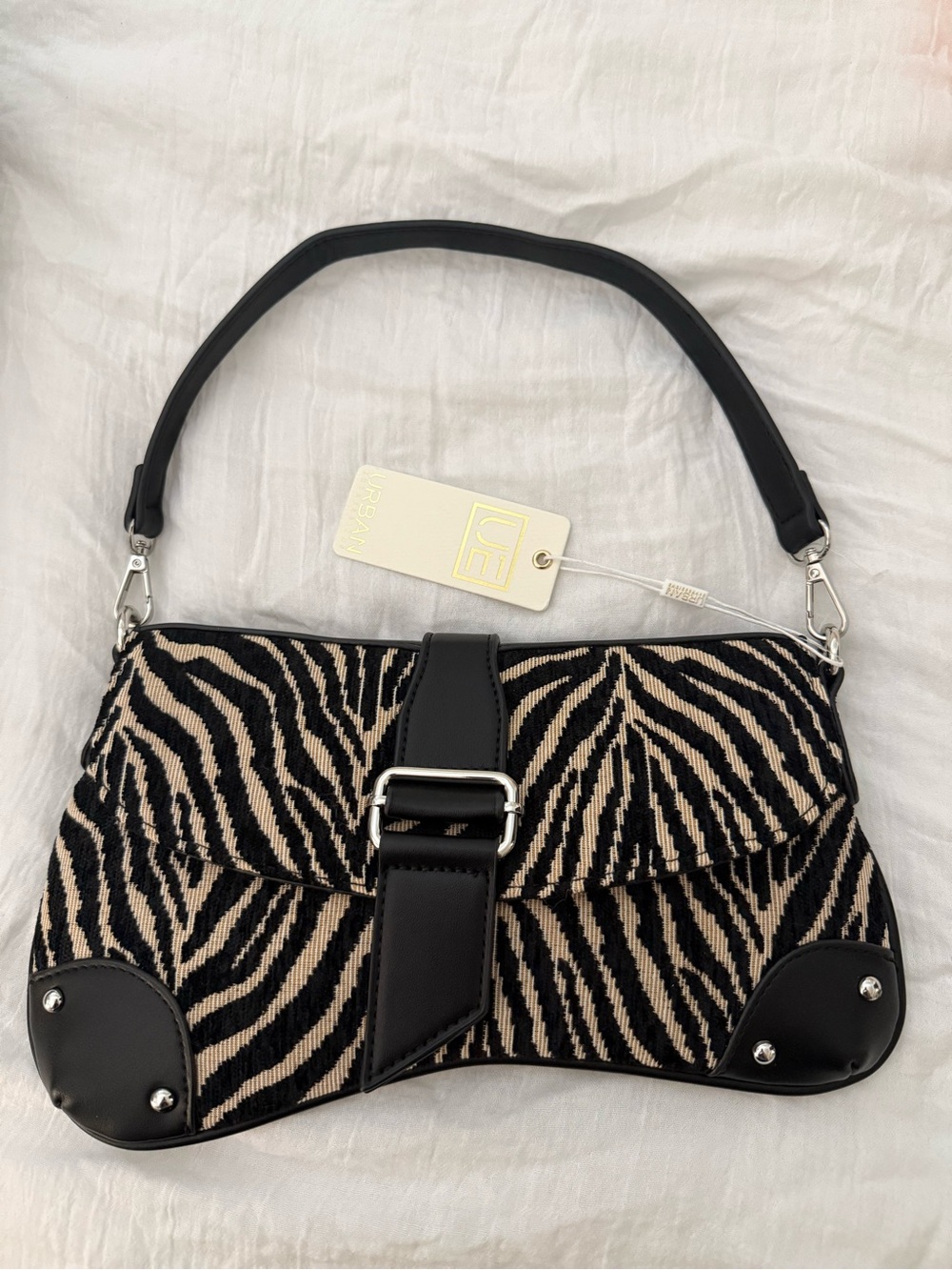 Urban Expressions Black and Beige Zebra-Print Shoulder Bag (new with tag)